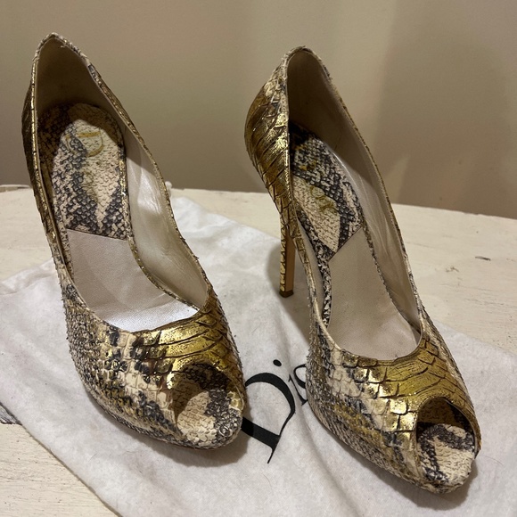 Dior Shoes - Authentic Dior Gold Python Pumps Size 40